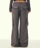 Gillaakaibeu Pocket Embroided String Cargo Pants_Brown