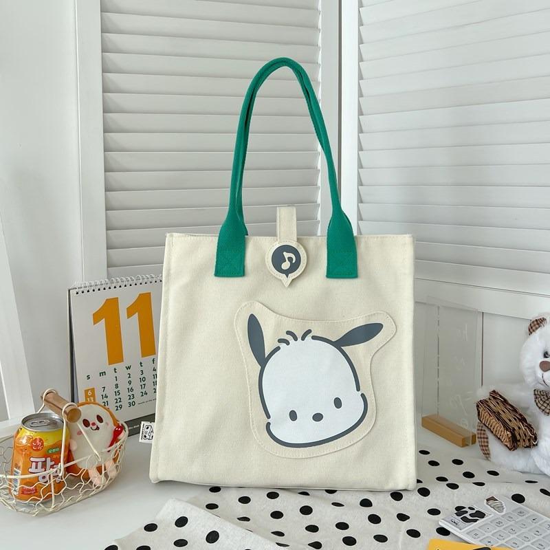 

Милая мультяшная холщовая сумка женская летняя студенческая сумка-тоут для занятий большой вместимости для поездок на работу на плечо светло-зеленый