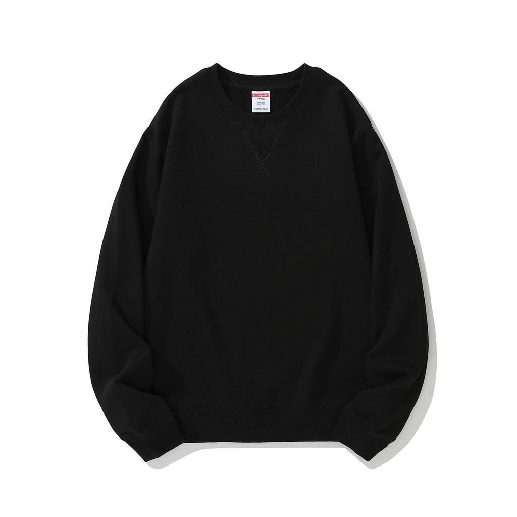 Men's 380g Heavyweight Pure Cotton Terry Retro Hoodie, Unisex Solid Color, Long Sleeve Round Neck, Customizable