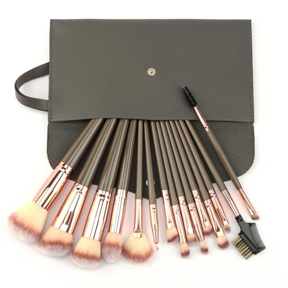 15pcs/set Face Bronzer Makeup Brushes Kit Make Up Tool Liner Brow Brush Portable Eyebrow Brush Lady