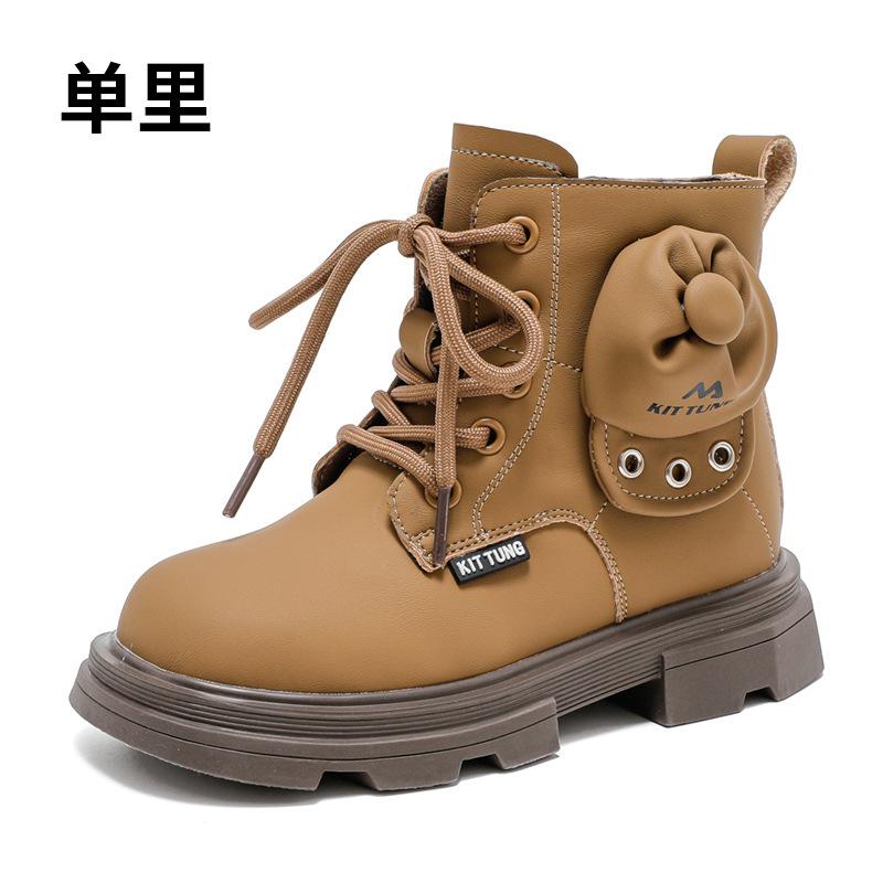 New children's leather boots,  velvet girls' boots