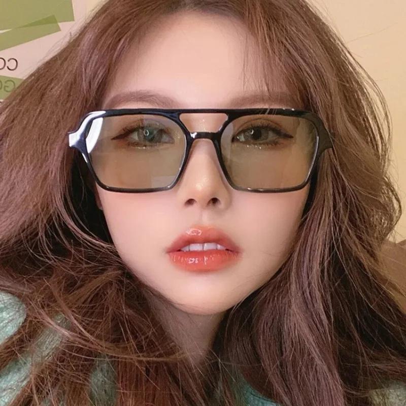 Vintage Brand Rectangle Sunglasses Women Blue Shades for Women 90s Retro Double Beam Square Sun Glasses Men UV400 Gafas