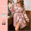 Women's Sexy Long Ice Silk Summer Bathrobe Cardigan