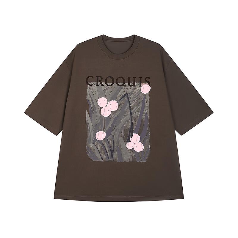 CROQUIS Men's H-Shape Crew Neck Loose Fit Short Sleeve T-Shirt
