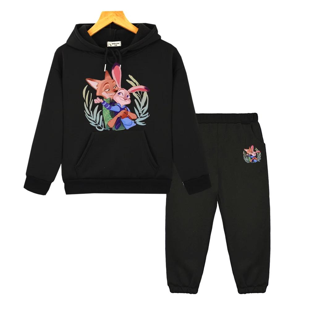 Zootopia 2 Hoodies Fleece Sweatshirt Junge Mädchen Kapuzen Sportsets y2k sudadera Lässiger Pullover+Hose Kinder Boutique Kleidung