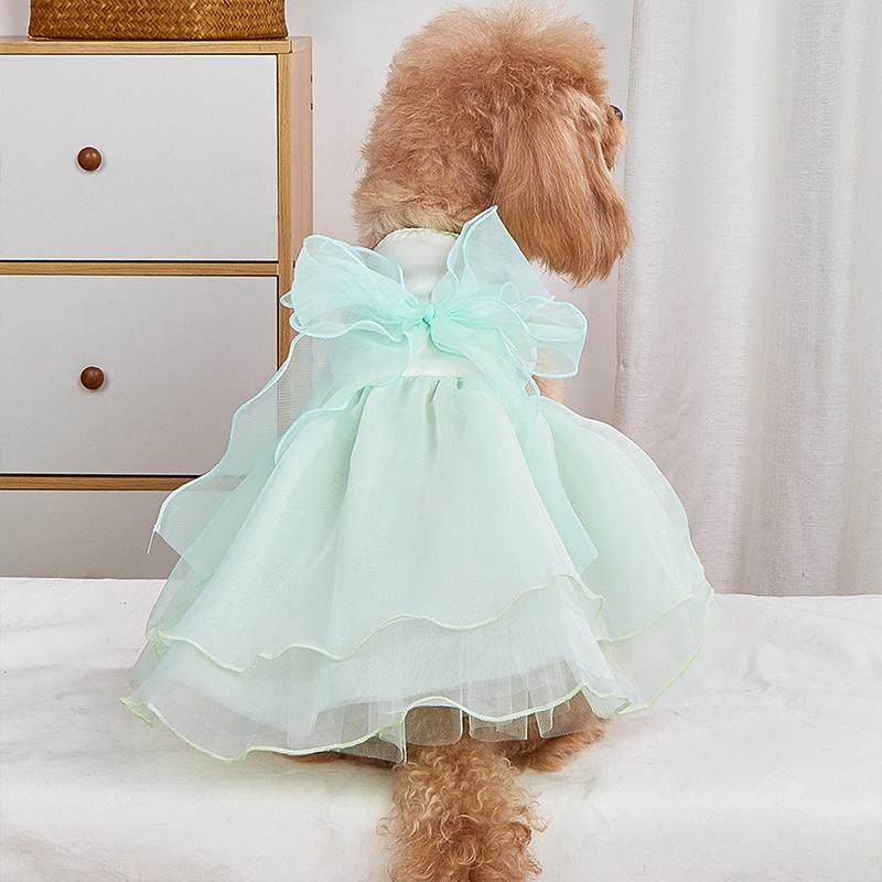 XS-XL Abito da Matrimonio per Cane Kawaii Fiocco Abbigliamento per Animali da Compagnia Festa di Ballo Vestiti da Principessa per Cani Piccoli Cucciolo Gatto Costume Forniture per Animali