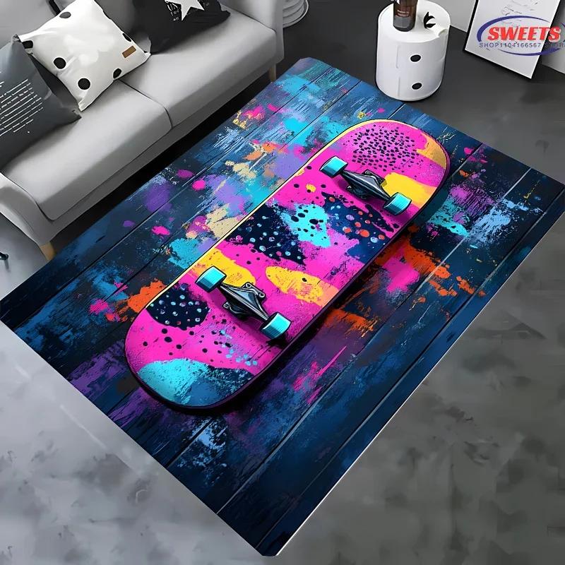 17 Styles Cool Skateboard Print Large Area Rug,Home Living Room Children Bedroom Decor Carpets Kids Play Non-Slip Floor Mat Gift