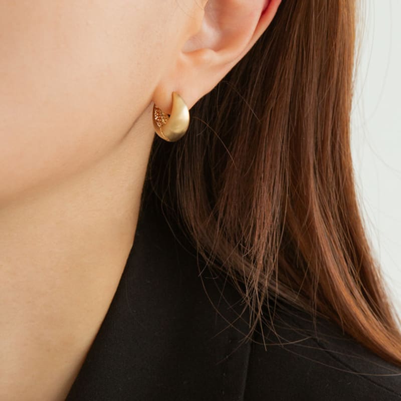 LUNNE Silver Glamorous Bold Volume One-Touch Earrings #LSE08