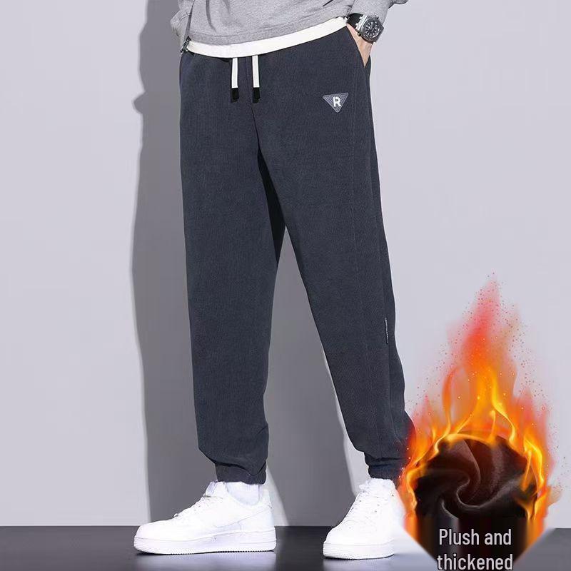 Men's Trendy Fleece-Lined Corduroy Sweatpants: Winter Warmth & Versatile Style