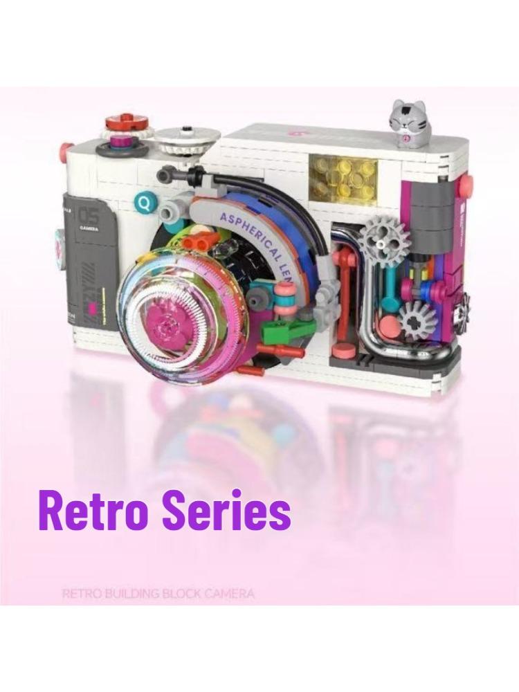 

Creative Building Blocks Mechanical Purple Retro Camera Assembled Toys Brick Model Ornaments DIY Educational Toys For Adult Kids