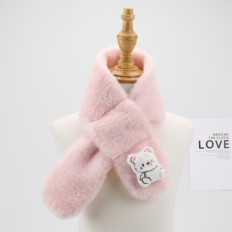 

2025 Autumn/Winter Plush Faux Rabbit Fur Children s Parent-Child Cartoon Scarf - Korean Style Baby Neck Warmer