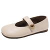 Stylish and lightweight white round head flat bottom shallow mouth single shoes women's 2025 new autumn and winter soft sole Mary Jane small leather 