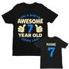 PERSONALISED Boys 7th Birthday T Shirt Awesome 7 Year Old NAME AND AGE ON BACK