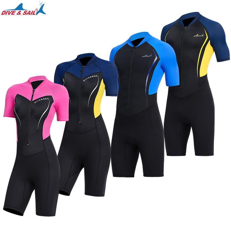1.5MM One-piece Diving Suit Men's Short-sleeved Shorts Warm Women Swimming Surfing Snorkeling Wet