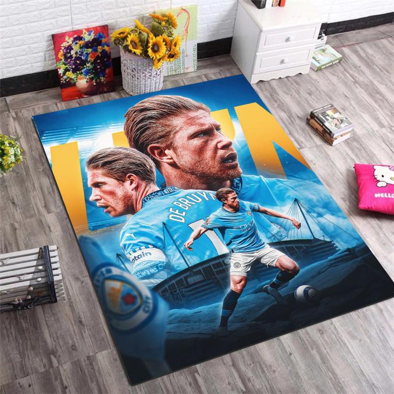 De Bruyne Football Star Player Art Collage Print Area Rug Non‑Slip Rectangular Floor Mat Soccer Fan Decor Rug for Gaming Room Bedroom Living Room