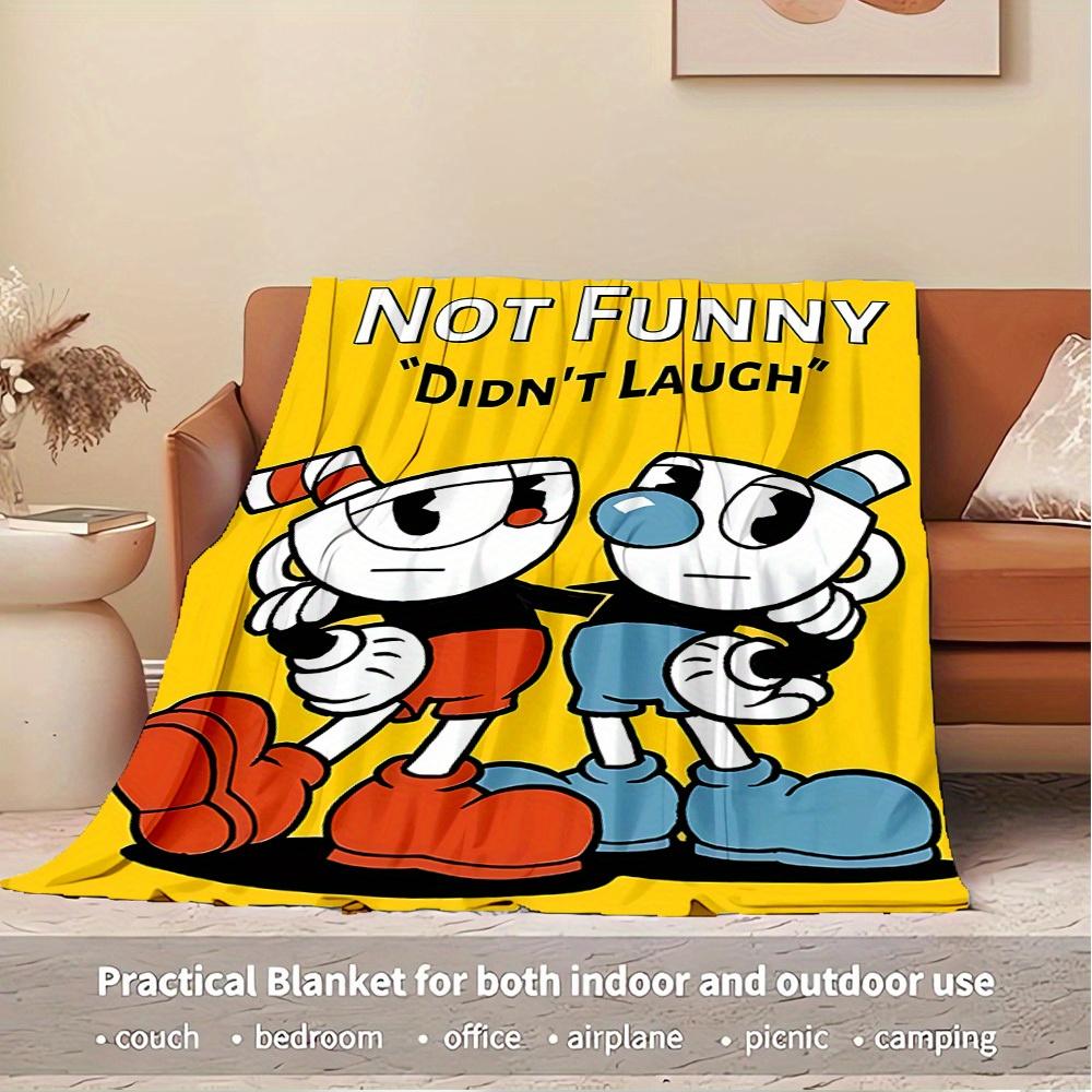 1pc Cuphead,Mugman,Minimalist Print Flannel Blanket Suitable for All Seasons, Perfect for Home, Travel, or Camping 28