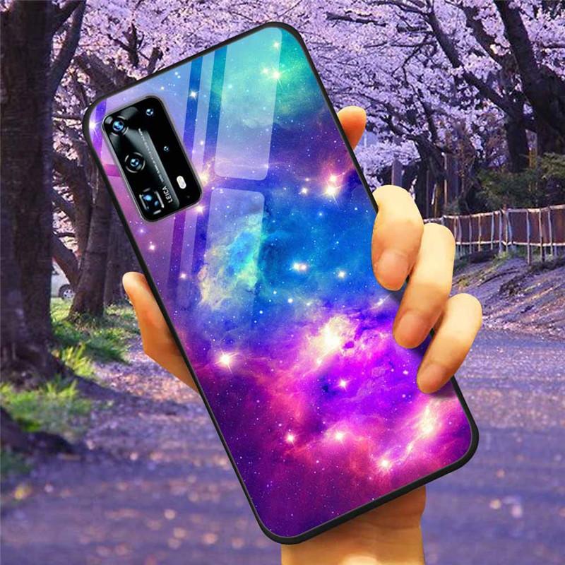For Huawei P40 Lite / P40Pro Case P 40 Tempered Glass Starry Marble Hard Back Cover for Huawei P40 Pro / P40Lite E Cases Coque