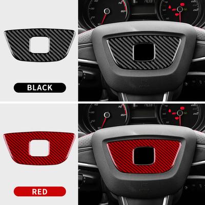 Real Soft Carbon Fiber Sticker For Seat Ibiza 6j 2012 2013 2014 LHD RHD Car Steering Wheel Center Bottom Frame Interior Trim
