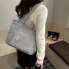 Simple Solid Color Corduroy Shoulder Bags for Women Large Capacity Multi-Pocket Ladies Tote Bag Casual Portable Female Handbags