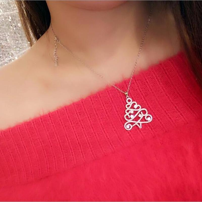 925 Sterling Silver Jewelry Personality Fashion Wild Christmas Tree Micro-set Crystal Clavicle Chain Pendant Necklaces  XL171