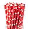 100pcs 3 Colors Disposable Paper Straw Multipurpose Heart Print Beverage Straw Environment Protection Paper Pipette Cafe