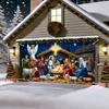 2D banner 1 piece - Holiday Christmas garage banner - Vibrant Christmas scene, shepherdszyc