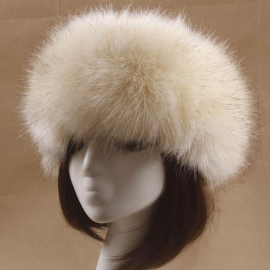 Women Hat Solid Color Faux Fur Headwear Brimless Empty Top Hat for Skiing