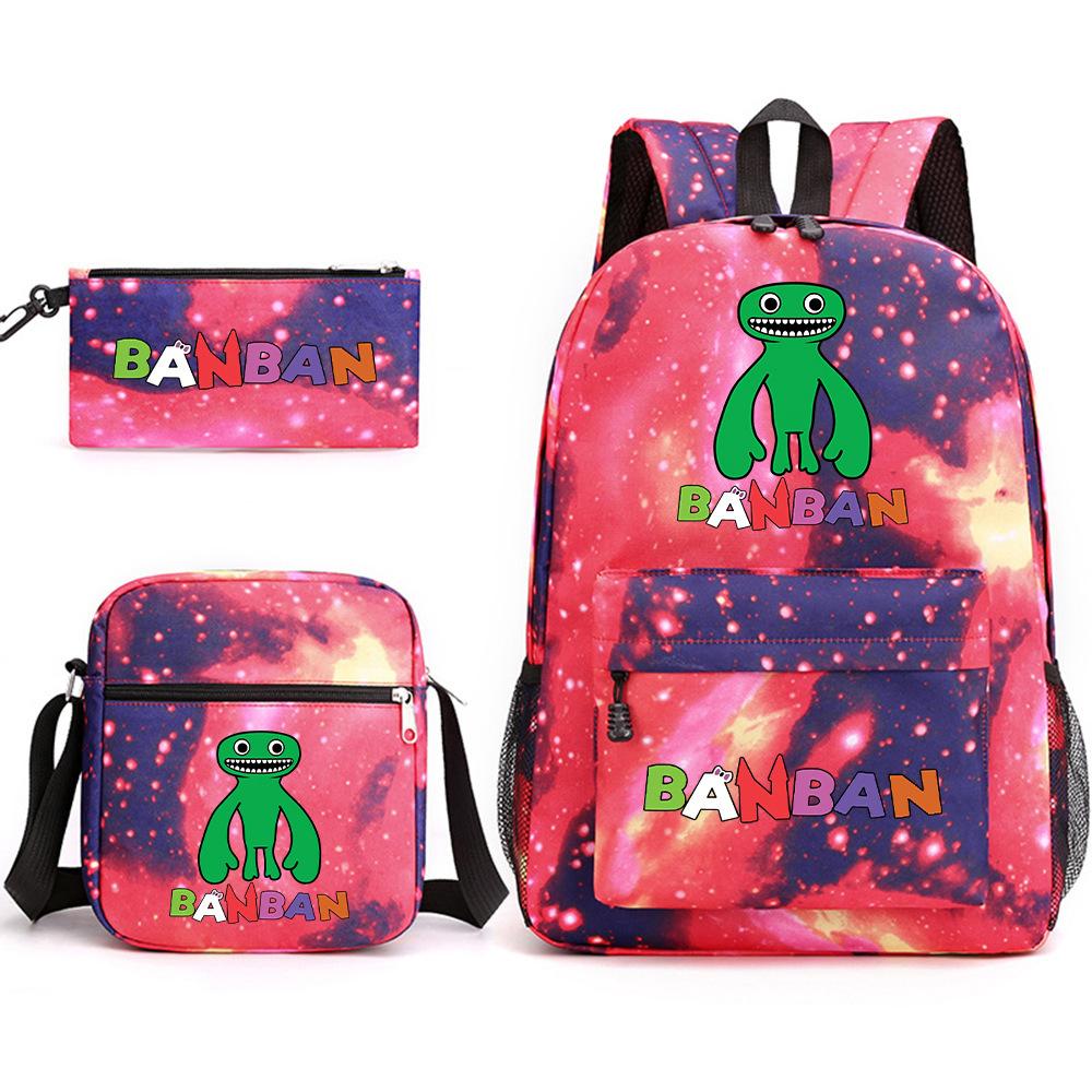 Three-piece Foreign Trade Schoolbag Casual Canvas Backpack Male and Female Students Backpack Printing