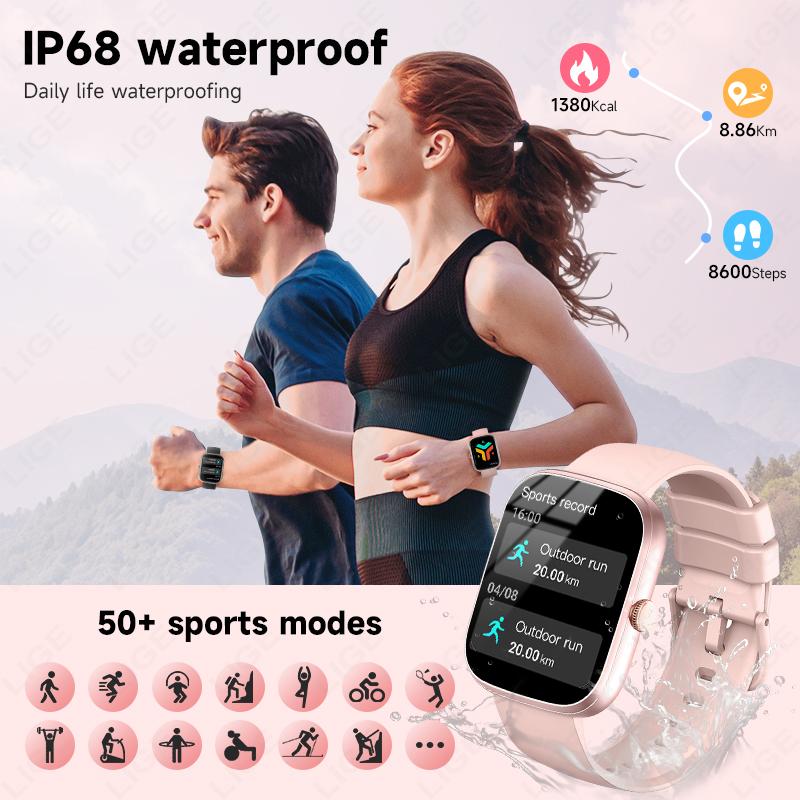 Smart Watch For Android iOS 1.96" Smartwatch Answer Make Call Waterproof Sports Fitness Tracker Heart Rate Sleep Monitoring