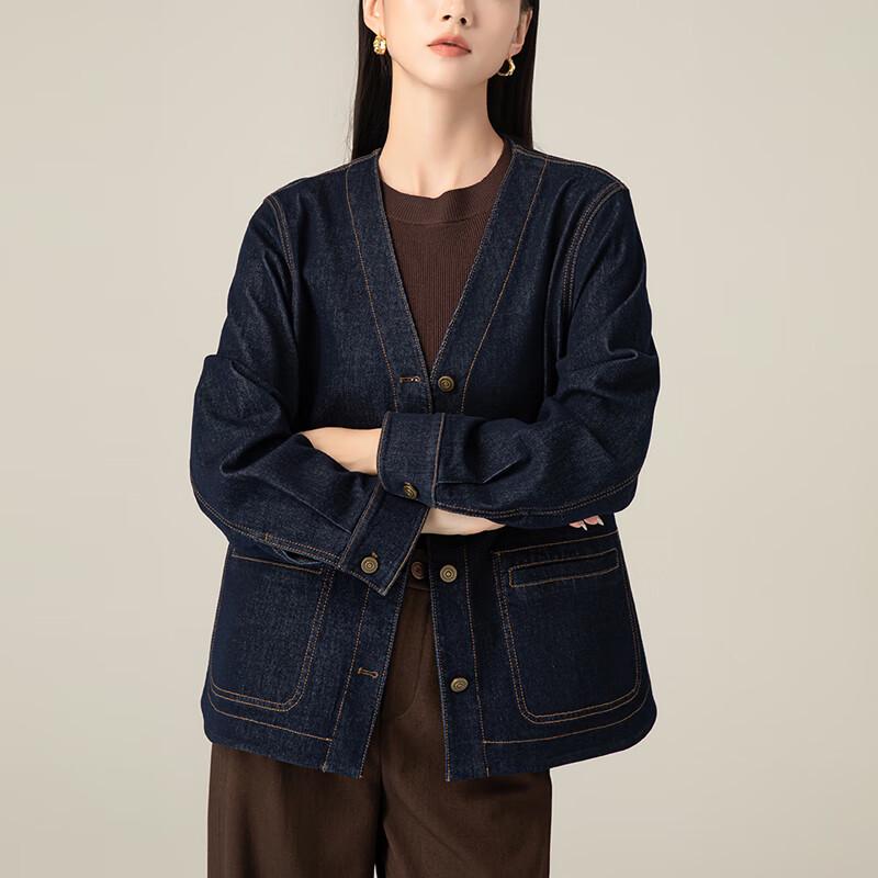 Vanzhen Women's V-Neck Denim Jacket
