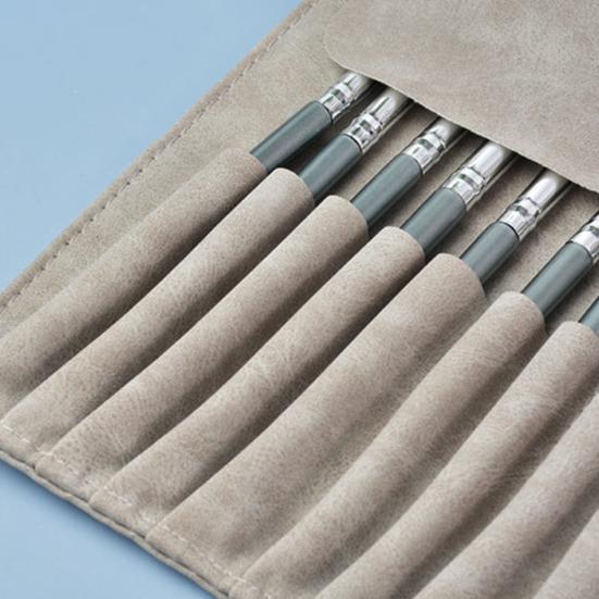 Make-up Pinsel Tasche Aufrollbar Wasserdicht Großes Fassungsvermögen 14 Fächer Staubdicht Ordentlich halten Kunstleder Grau Make-up Werkzeug Pinsel Etui für Frauen