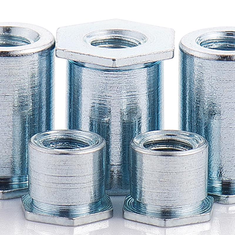 Galvanized Carbon Steel Pressure Riveting Studs & Nut Columns: SO Flat Head, Hexagonal, Sizes M2-M6