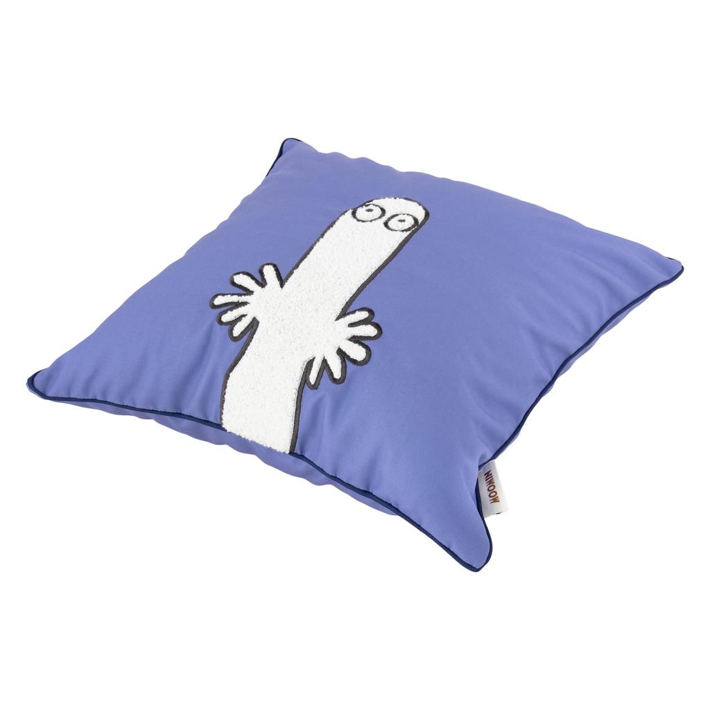 MORIPiLO Moomin & Hattifatteners Cushion Cover, Embroidered, 45x45cm, Navy, Cute Interior Decor, Scandinavian Style, Stylish Gift, Makura no Morishita