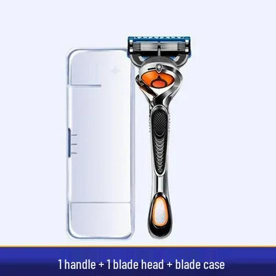 Five-Layer Men's Manual Razor with Rotating Head, Washable & Portable, Includes Storage Case