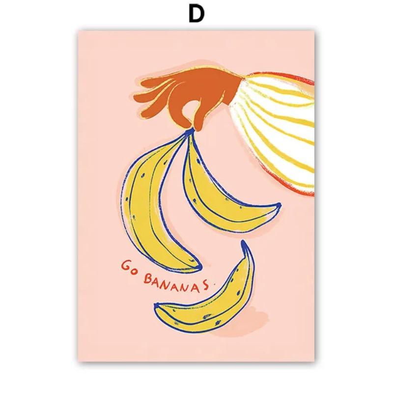 Mode Mädchen Hund Vase Blume Banane Abstrakt Poster und Drucke Wandkunst Leinwand Malerei Bild Hotel Bar für Wohnzimmer Dekor