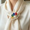 Women's Flower Brooch with Colorful Rhinestones and Elegant Plant Design for Parties