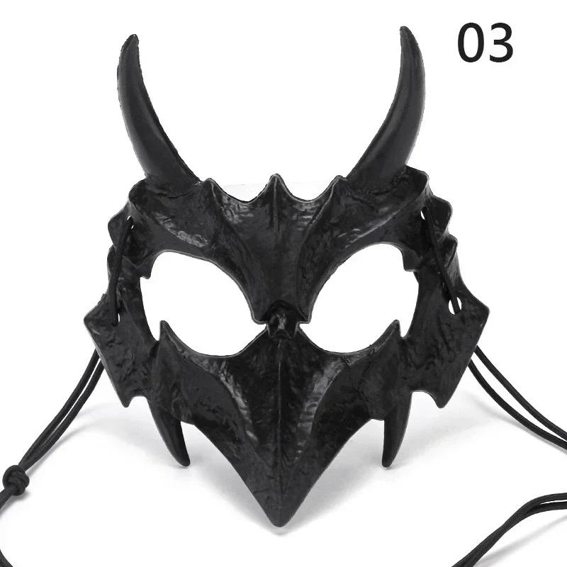 Half Face Skull Mask with Long Teeth Demon Skeleton Design for Party Halloween Cosplay Costume Prop Terror Masquarade Mask