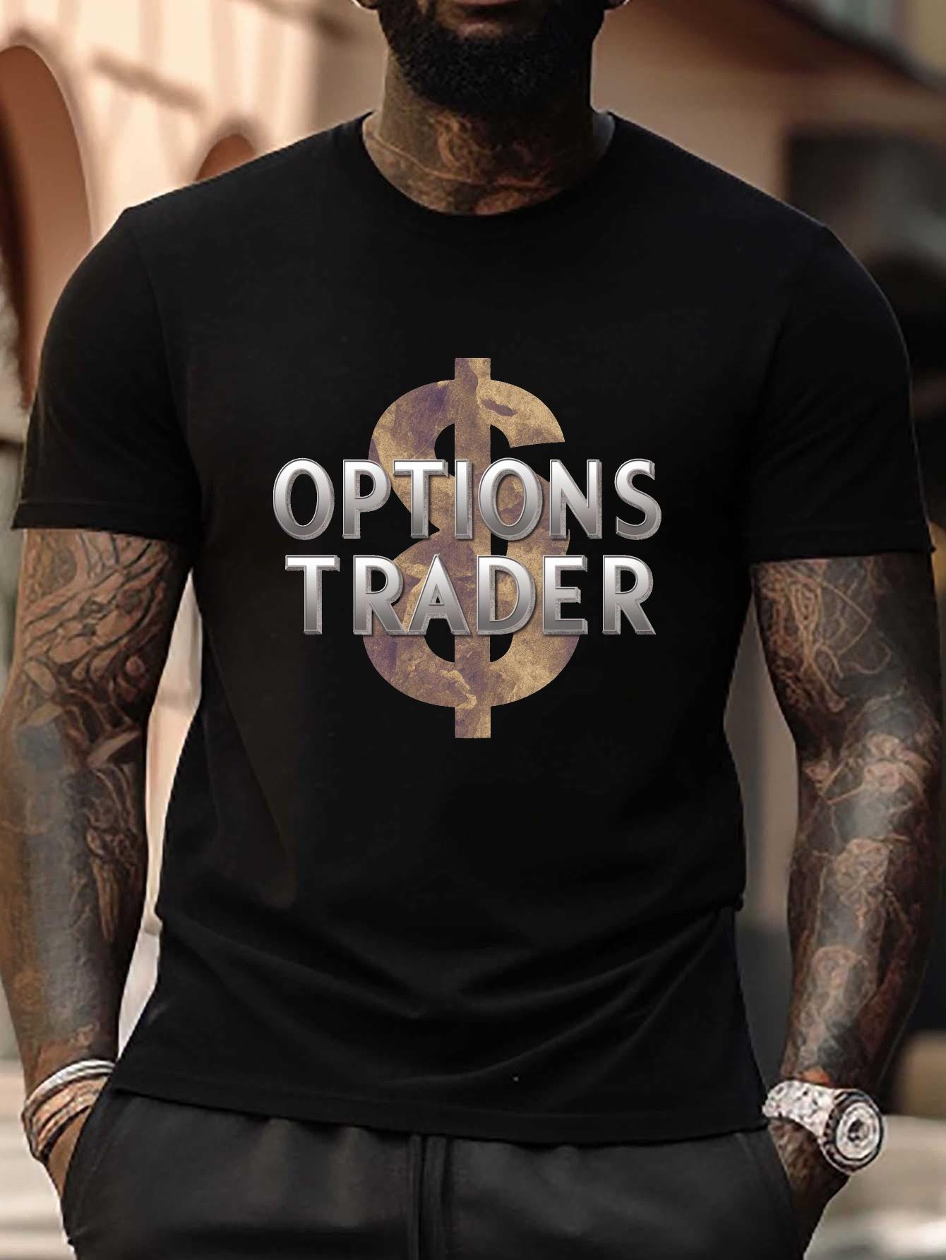 

Plus Size Options Trader Graphic T-shirt - Black with Golden Dollar Sign & Geometric Design XXXL