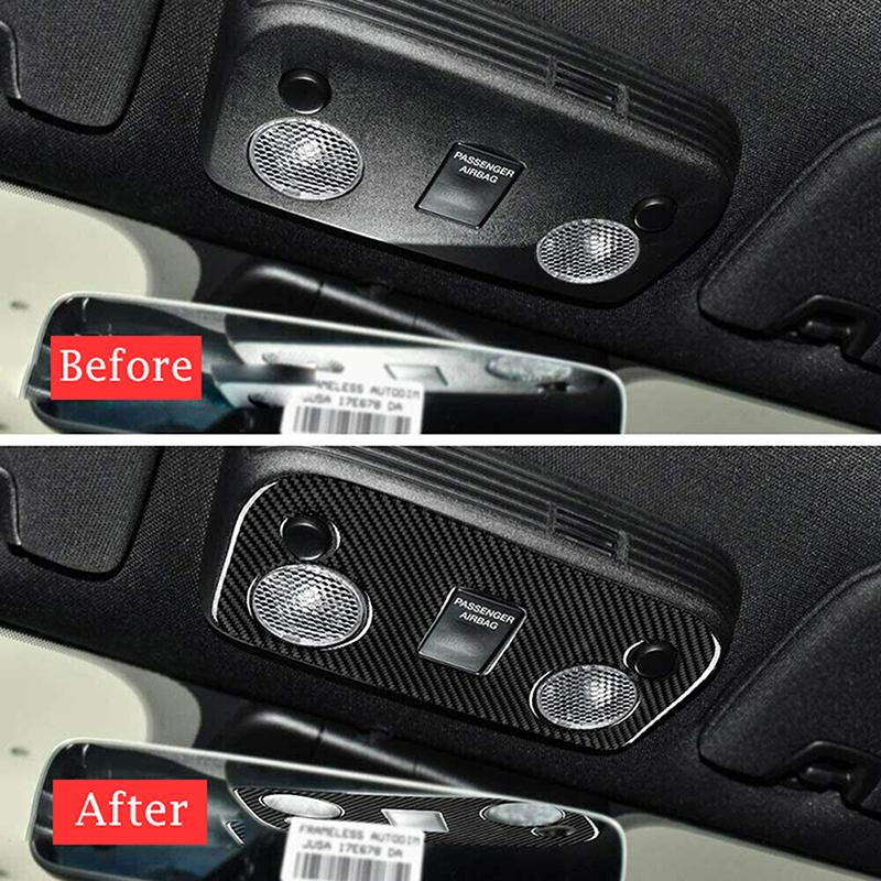 Carbon Fiber Decorative Frame For Ford Mustang 2009-2020 Interior Car Roof Reading Light Panel Sticker Cover Trim Accessories