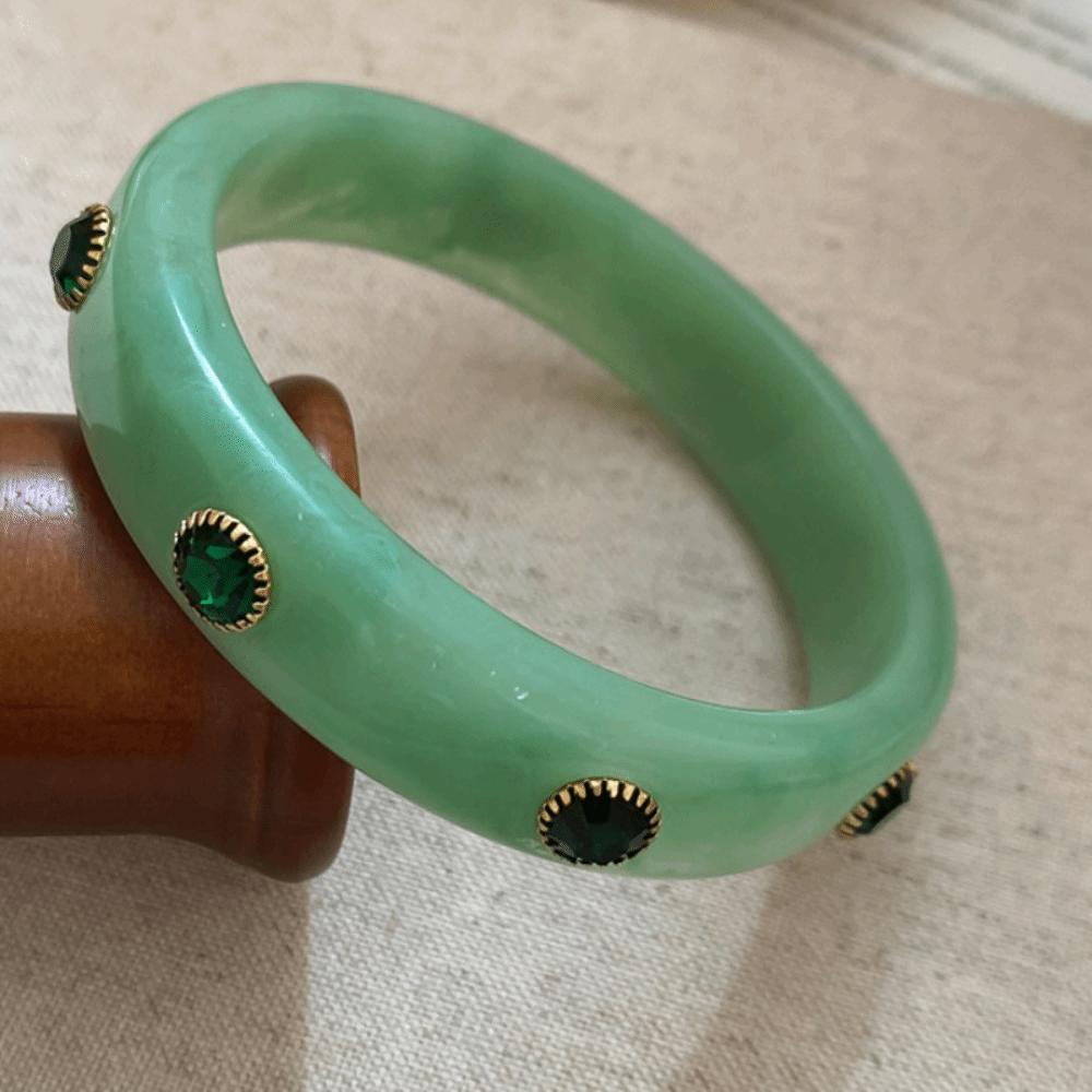Bohemian Rhinestone Colored Bracelet Zircon Retro Hand Ring Unique Acrylic Bangle  Women