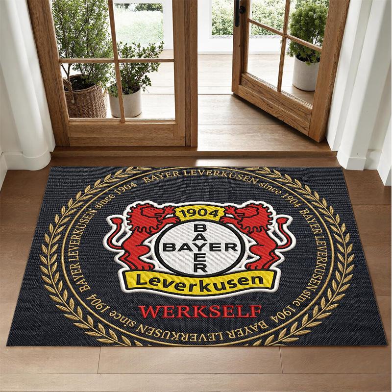 Bayer Leverkusen Football Design Crystal Velvet Rug Soft Decorative Mat for Bedroom Entrance