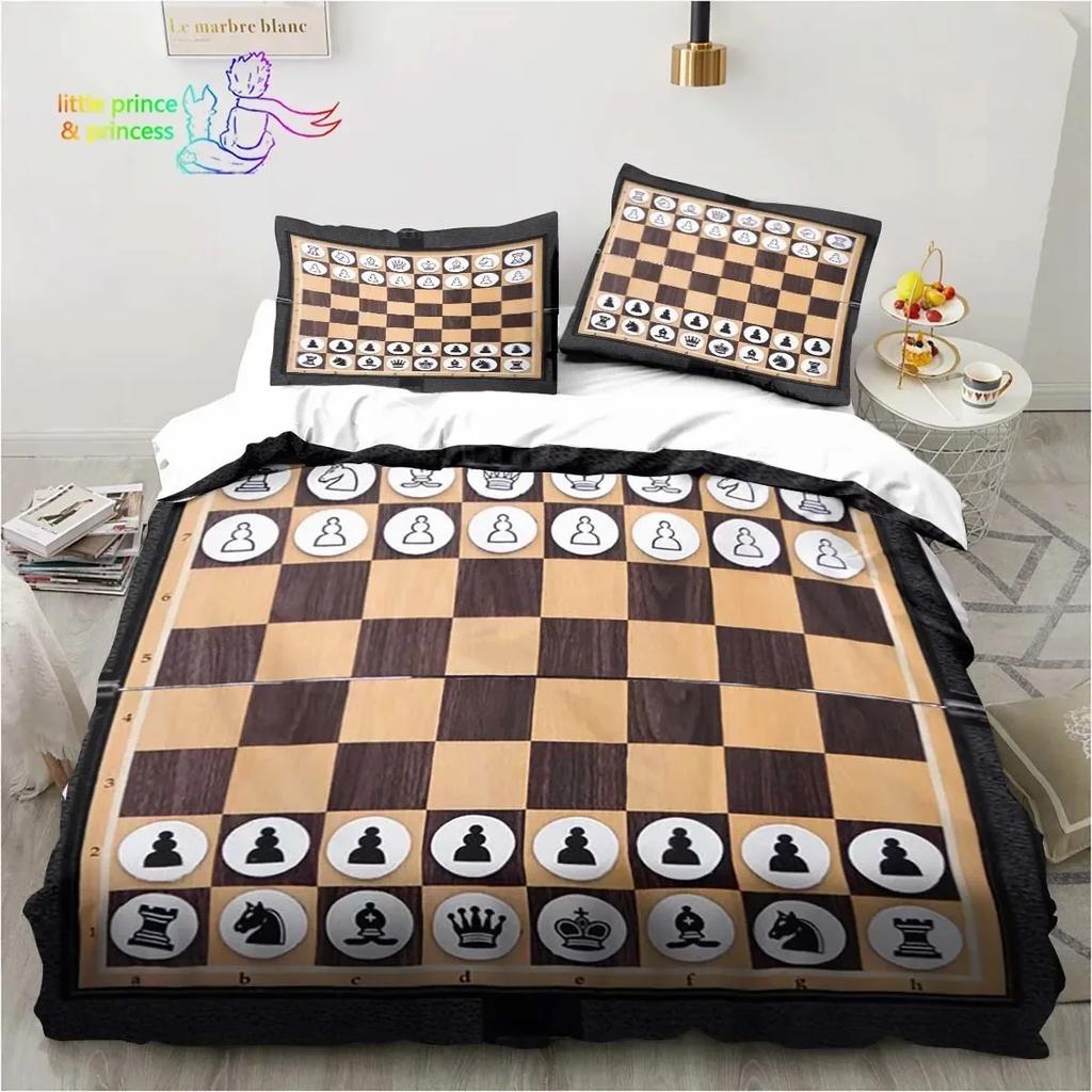 Funny Chess Board Bedding Set Single Twin Full Queen King Size Bed Set Adult Kid Bedroom 3D Printed Bedding Gift