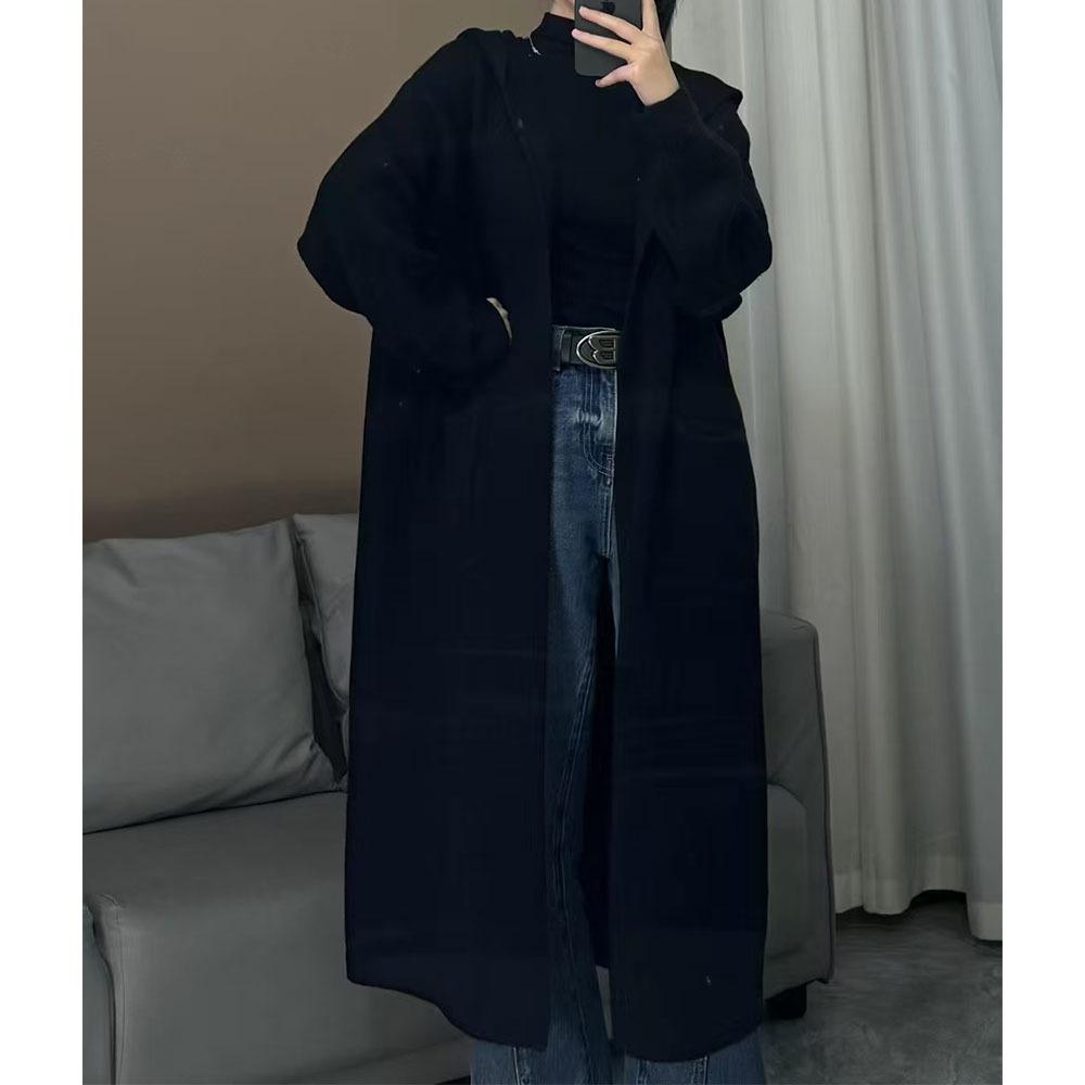 YYFS Women's Fashion Casual Fall Winter Solid Color Print Long Sleeve Hooded Tops Women's Clothing Woolen Knitwear Sweaters