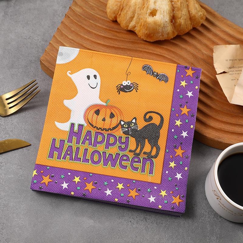 20Pcs/Pack 33x33cm Halloween Pumpkin Printed Disposable Napkin Paper Table Dinner Tissues Party Decoration