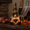 Striped Knitted Gnomes Halloween Plush Gnome Decoration, Spooky Boo Swedish Tomte Elf Figurine, Faceless Scandinavian Dwarf Ornament for Home