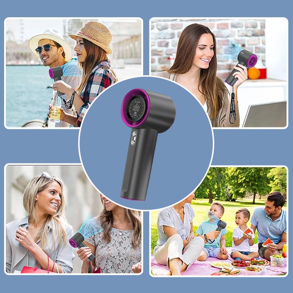 Handheld Turbo Fan 100 Speeds Portable Turbo Fan USB Rechargeable Electric Cooling Fan Mini Personal Fan for Home Office