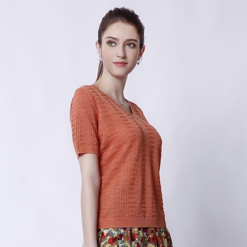 Anlom Women's Classic Round Neck Short Sleeve Knit Top