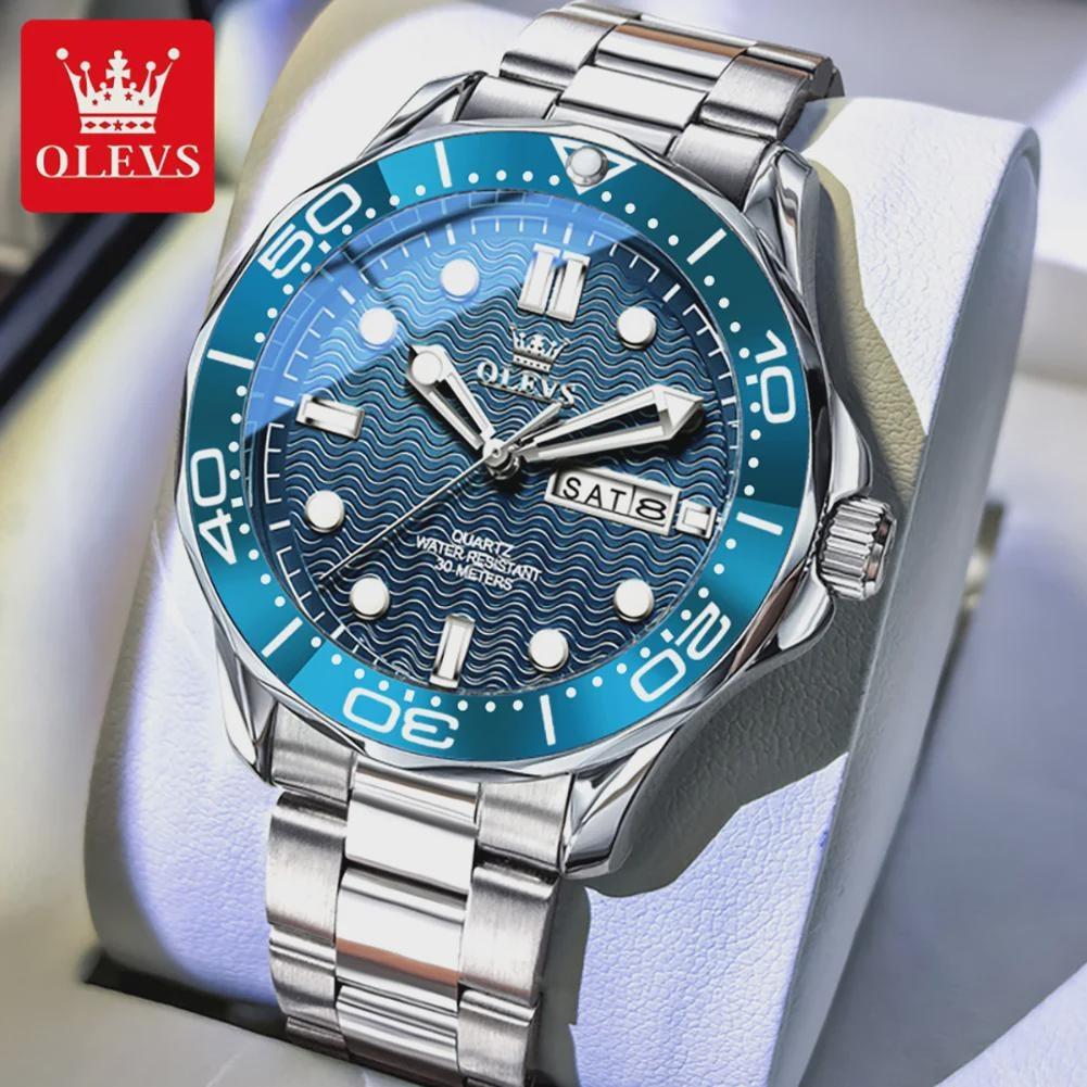 Fashion Mens Watches Steel/Silicone Strap Luminous Dual Calendar Waterproof Multi Color Business Sport Wrist Watch