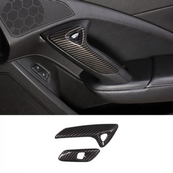 Carbon Style Interior Door Handle molding Cover Trims for Corvette C7 2014-2018