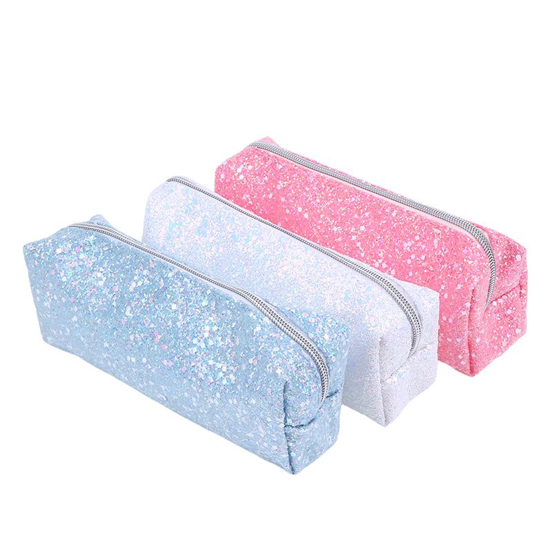 New Kawaii Glitter Pencil Case Pencil Box Pencilcase Pencil Pouch Pencil Bag Stationery Supplies Sequin Makeup Bag Cosmetic Bag